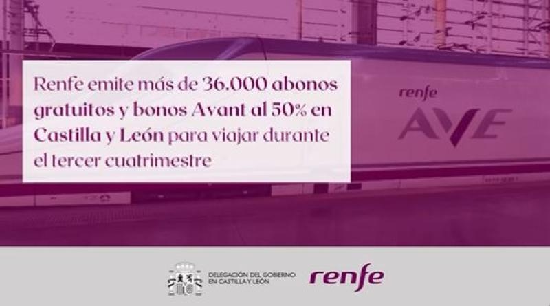 Renfe emite en Castilla y León más de 60.000  abonos recurrentes para viajar en Media  Distancia, Cercanías y servicios Avant al  50%, en el último cuatrimestre del año